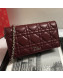 Dior Lady Dior Leather Clutch with Chain Burgundy