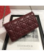 Dior Lady Dior Leather Clutch with Chain Burgundy