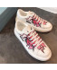 Prada Calfskin Lightning Print Sneakers White/Pink 2019