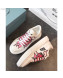 Prada Calfskin Lightning Print Sneakers White/Pink 2019