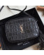 Saint Laurent Blogger Small Camera Shoulder Bag in Crocodile Embossed Leather 425316 Black 2019