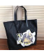 Prada Print Nylon Tote Bag 2VG019 Black/White 2019