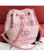 Chanel Fabric Logo Print Small Drawstring Bag Pink 2019