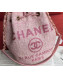 Chanel Fabric Logo Print Small Drawstring Bag Pink 2019