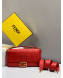 Fendi Baguette Large FF Logo Lambskin Flap Bag Red 2019