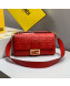 Fendi Baguette Large FF Logo Lambskin Flap Bag Red 2019