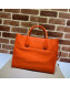 Gucci Leather Small Tote Bag with Gucci logo 674822 Orange 2022