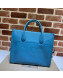 Gucci Leather Small Tote Bag with Gucci logo 674822 Blue 2022