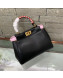 Fendi Peekaboo Mini Braided Handle Bag Black/Pink 2018