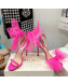 Jimmy Choo Suede High Heel Sandals 10cm with Large Mesh Bow Hot Pink 2022