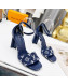 Louis Vuitton Silhouette Monogram Denim and Leather Sandals 8cm Navy Blue 2022