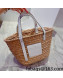 Loewe Medium Straw and Leather Basket Bag Beige/White 2022 033103