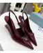 Prada Brush Leather Slingback Pumps 6.5cm Burgundy 2022 10