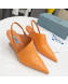 Prada Brush Leather Slingback Pumps 6.5cm Orange 2022 19