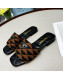 Prada Symbole Jacquard Fabric Flat Slide Sandals Brown 2022