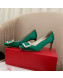 Roger Vivier Satin Crystal Buckle Pumps 7cm Green 2022 16