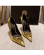 Versace Glazed Leather Pumps 11cm Gold 2022 031942